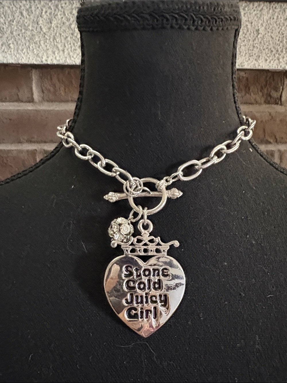 Juicy Couture Silver Heart 'Stone Cold Juicy Girl' Pendant Necklace